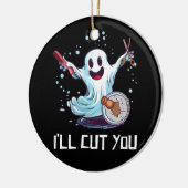 Halloween Kostuum Kapper Ghost Haarstylist I' Keramisch Ornament (Links)