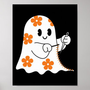 Halloween kostuum naaien spook boek grappig naaien poster