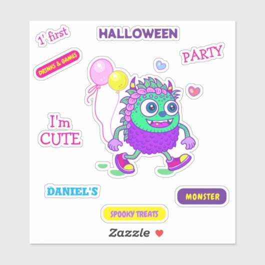 Halloween Kostuum Party Monsters Spooky Fun Dance Sticker (Vel)