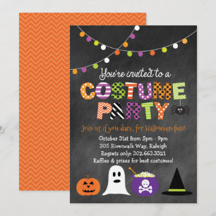Halloween kostuum party schoolbord uitnodiging