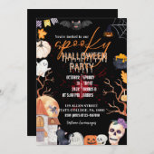 HALLOWEEN KOSTUUM PARTY/TRICK OR TREAT UITNODIGING (Voorkant / Achterkant)