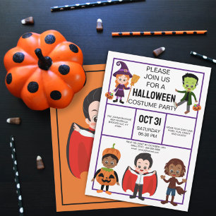Halloween Kostuum Party voor Kinderen Custom Kaart