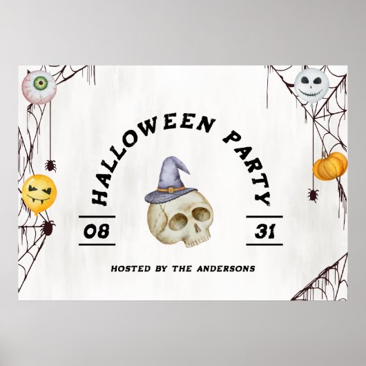 Halloween Kostuum Party Waterverf Poster (Voorkant)