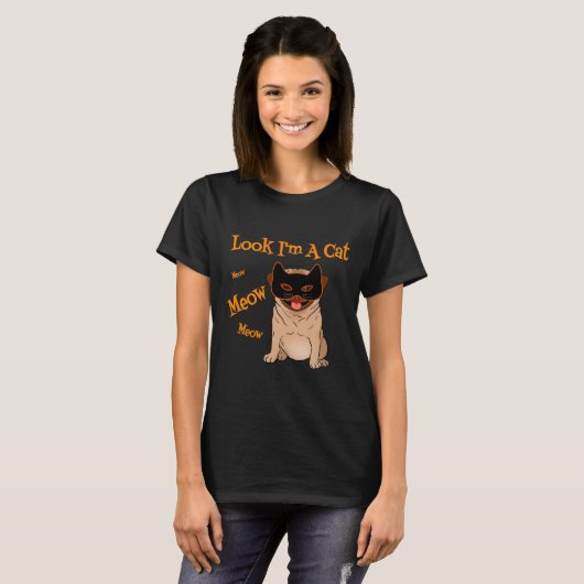 Halloween kostuum pug hond Tshirt Funny Pug Lover  (Voorkant volledig)