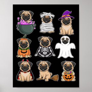 Halloween Kostuum Spooky Ghost Pumpkin Pug Hallowe Poster