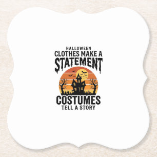 Halloween Kostuum Statement Vintage Shirt Ontwerp_ Kartonnen Onderzetters