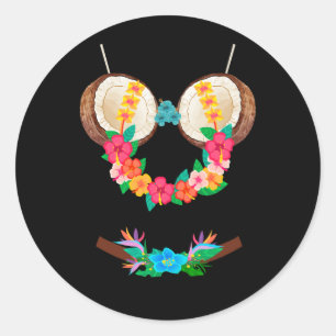 Halloween Kostuum Tropische Kokosnoot BH Bloemen L Ronde Sticker