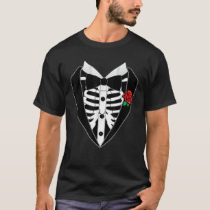 Halloween Kostuum Tuxedo Skelet Bow Stropdas Tux F T-shirt