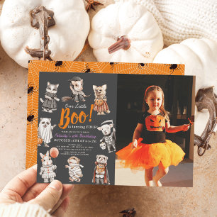 Halloween Kostuum Verjaardagsfoto van Boo Animals Kaart