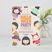 Halloween Kostuumfeest Kinder Trick Treat Kaart (Staand voorkant)