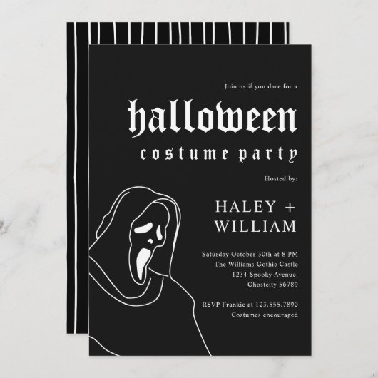 Halloween Kostuumfeest Spooky Grim Reaper Thema Kaart (Voorkant / Achterkant)