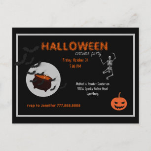 Halloween kostuumfeest zwart en Sinaasappel Uitnodiging Briefkaart