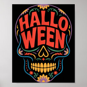 Halloween Kostuums Schedel Typografie Grafisch Gri Poster
