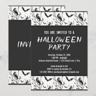 Halloween kraaien vleermuizen zwart en wit Waterve Kaart