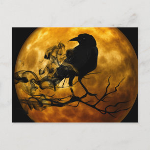 Halloween kraw in de nacht briefkaart