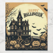  Halloween kunst Wijn Etiket (Enkel label)