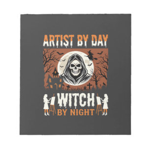 Halloween Kunstenaar overdag Heks 's nachts Ontwer Notitieblok