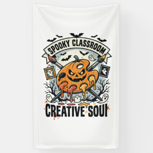 Halloween Kunstleraar Griezelflaskamer Spandoek