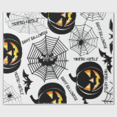 Halloween Kunstpatroon Zwart Enge Pompoen Custom Cadeaupapier (Vlak)
