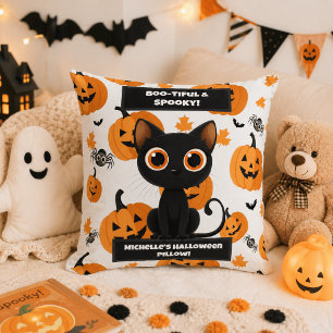 Halloween Kussen – Mooie Kat & Pompoen Design