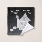 Halloween la nuit avec Haunted House, chauves-sour (Gant de toilette)