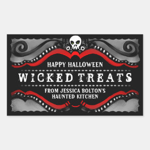 Halloween Label Behandelingen & Drinken zwart-wit