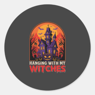 Halloween Laboratorium Monster Pompoen Maan Vector Ronde Sticker