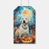 Halloween Labrador met pompoenen eng Cadeaulabel (Voorkant)