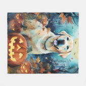 Halloween Labrador met pompoenen eng Fleece Deken (Voorkant (Horizontaal))