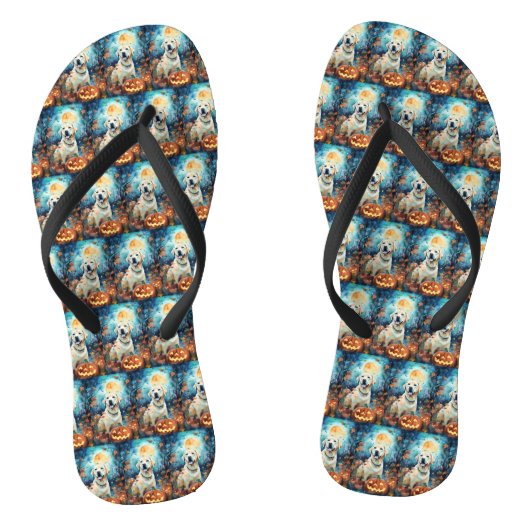 Halloween Labrador met pompoenen eng Teenslippers (Voetbed)