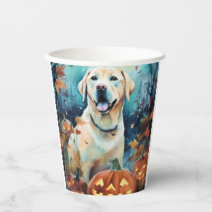 Halloween Labrador Met Pompoenen Griezelen Papieren Bekers