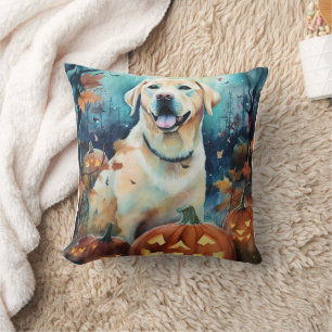 Halloween Labrador Met Pompoenen Schattig Kussen