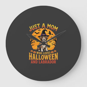 Halloween Labrador Moeder Heks Hond Ontwerp_1 Grote Klok