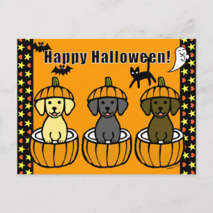 Halloween Labrador-Puppies en pompoenen Briefkaart