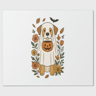 Halloween Labrador Retriever Bloemen Cadeaupapier