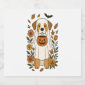 Halloween Labrador Retriever Bloemen Sparkling Wijnetiket (Enkel label)