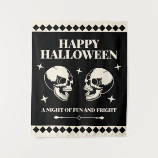 Halloween Lachende Schedels Plezier en Angst Wandkleed