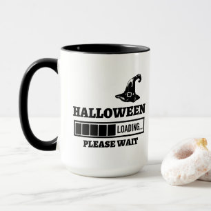 Halloween laden, even wachten, leuke geek tekst mok