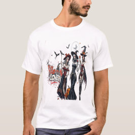 halloween ladies graffiti art family women t-shirt