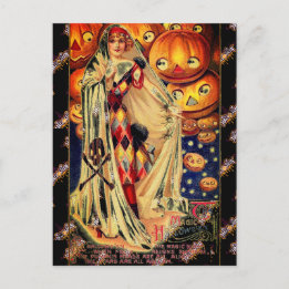 Halloween Lady Jack O Lantern Zwart Sinaasappel Briefkaart