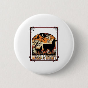 Halloween Lama Shirt Griezels Behandeling Kerkhof Ronde Button 5,7 Cm