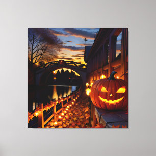 Halloween Landschap Vier Canvas Afdruk