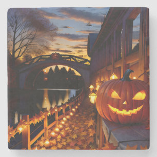 Halloween Landschap Vier Stenen Onderzetter