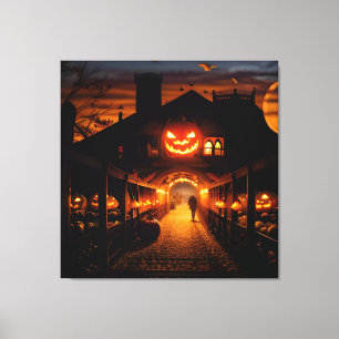 Halloween landschap vijf canvas afdruk
