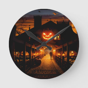 Halloween landschap vijf ronde klok