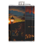 Halloween Landschap Zeven Heupfles (Achterkant)