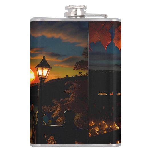 Halloween Landschap Zeven Heupfles (Achterkant)