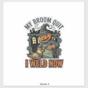 Halloween lasser shirt grappige heksenbezem ontwer sticker
