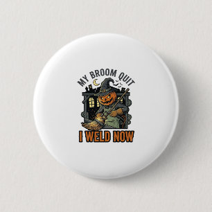 Halloween Lasser Shirts Grappige Heks Bezems Ontwe Ronde Button 5,7 Cm