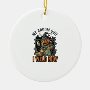 Halloween Lasser Shirts Grappige Heks Bezemsontwer Keramisch Ornament